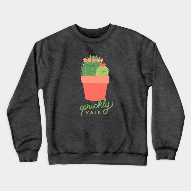 Prickly Pair Cactus Couple Crewneck Sweatshirt by Abbilaura